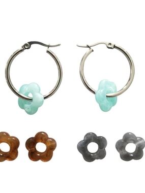 Hoop Earrings With Removable Flower Charms